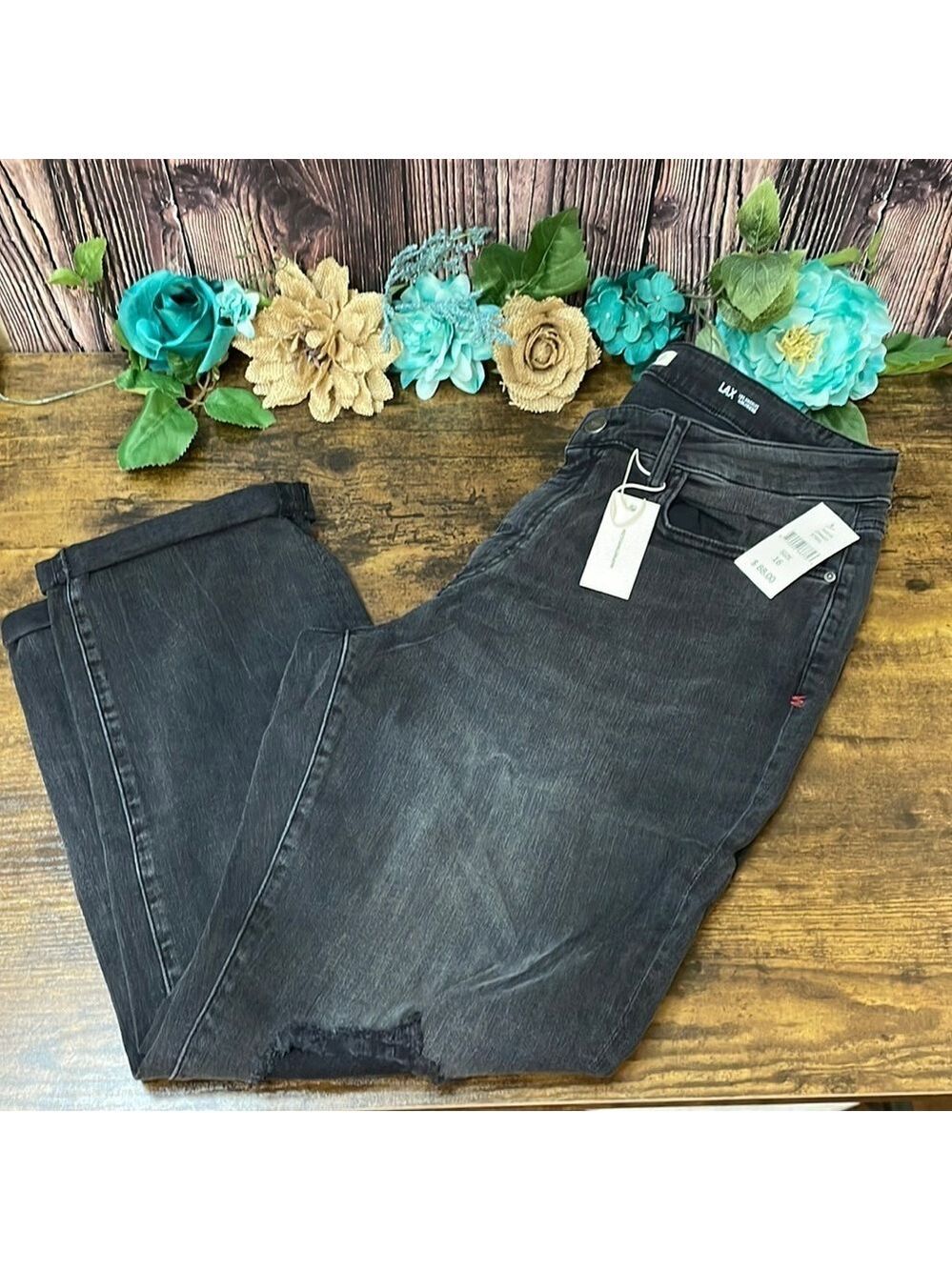 Warp + Weft LAX Girlfriend Jeans Gray Plus Size 16 High Rise